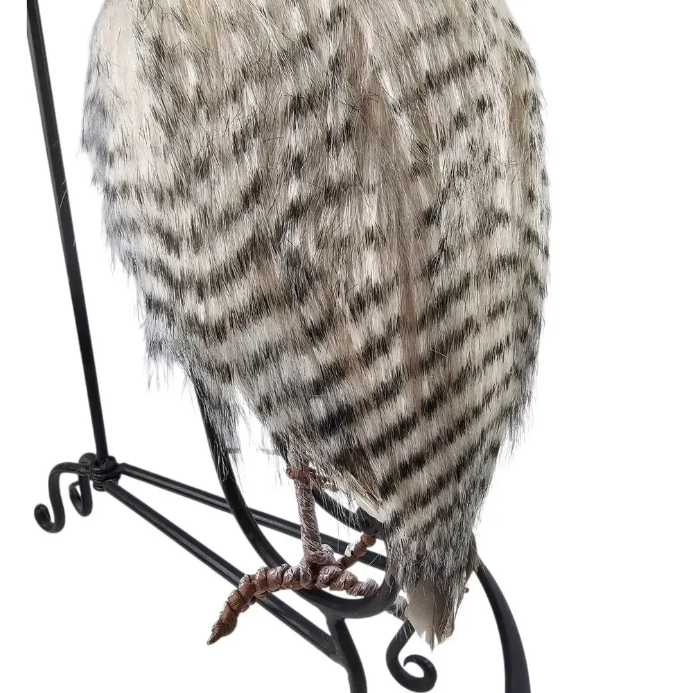 Snowy Owl Plush Figurine and Woven Birch Tree Throw Pillow Woodland‎ Decor Set